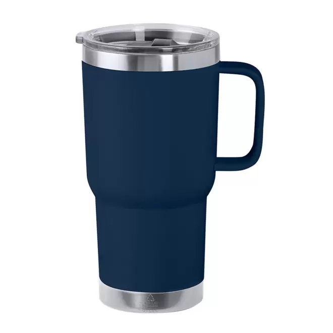 MUG ISOTHERME PERSONNALISABLE 600ML 'TENDENZA POIGNEE' - bleu marine