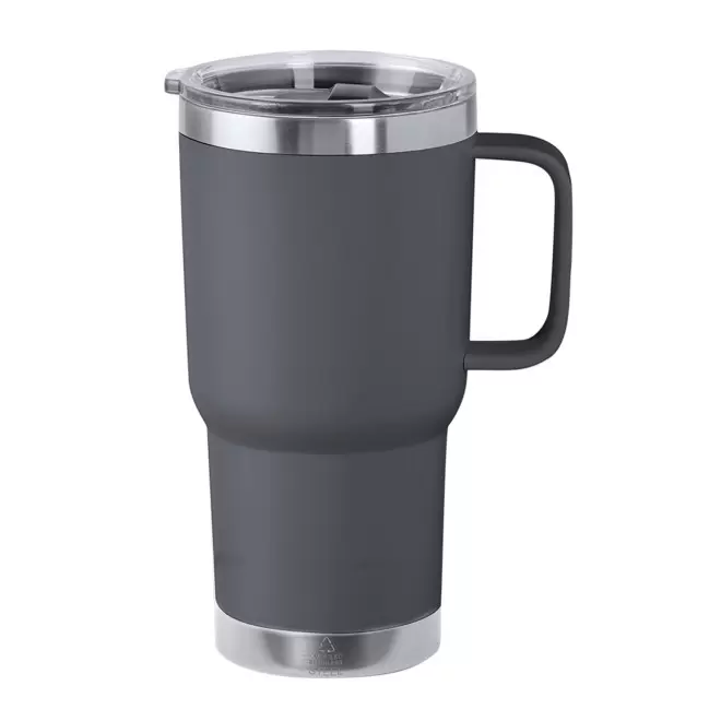 MUG ISOTHERME PERSONNALISABLE 600ML 'TENDENZA POIGNEE' - gris