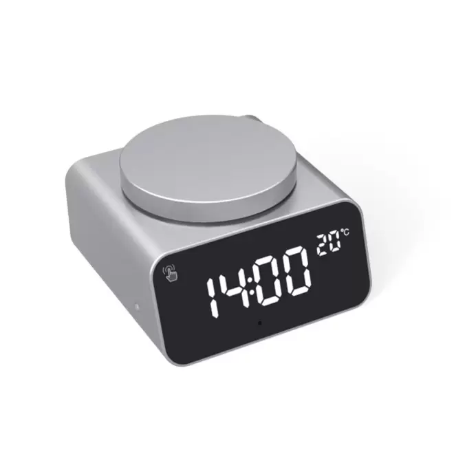 REVEIL PERSONNALISABLE BLUETOOTH® RECYCLE 'REDDI ALARM' - argenté