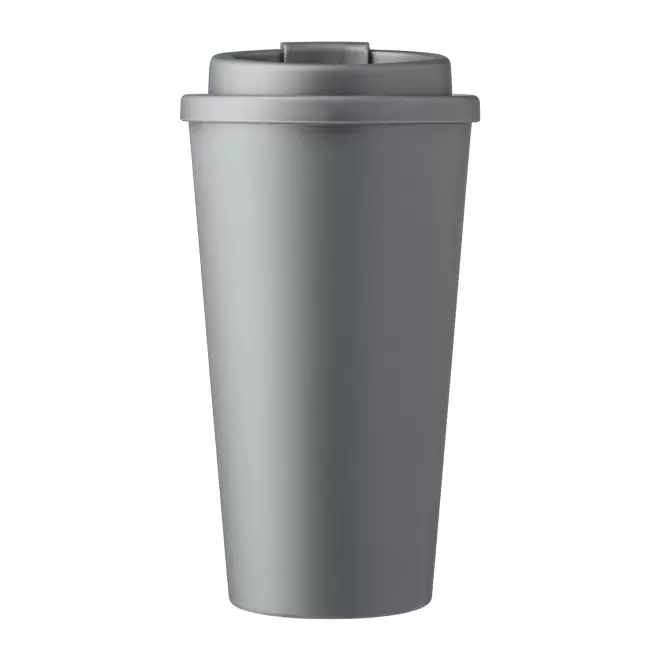 MUG DOUBLE PAROI PERSONNALISE PLASTIQUE 475ML 'BUKZ' - gris