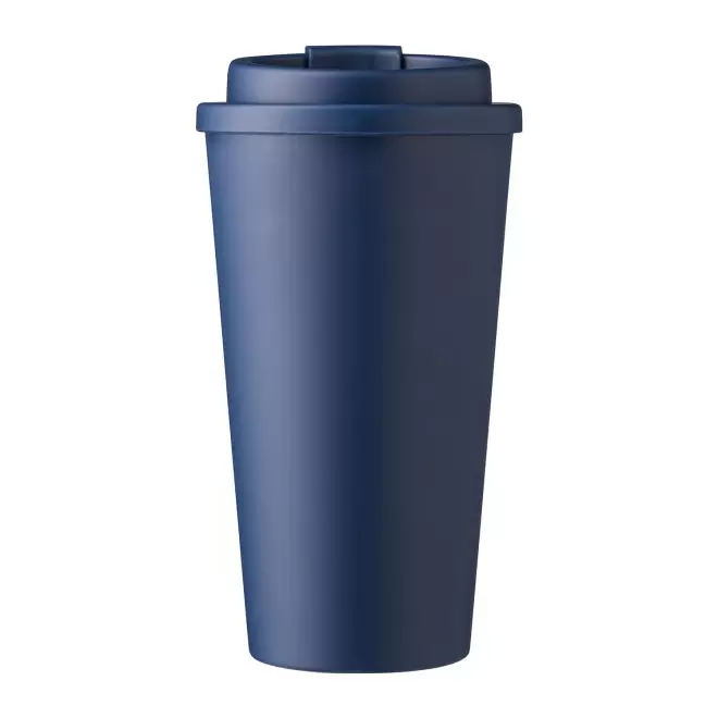 MUG DOUBLE PAROI PERSONNALISE PLASTIQUE 475ML 'BUKZ' - bleu marine