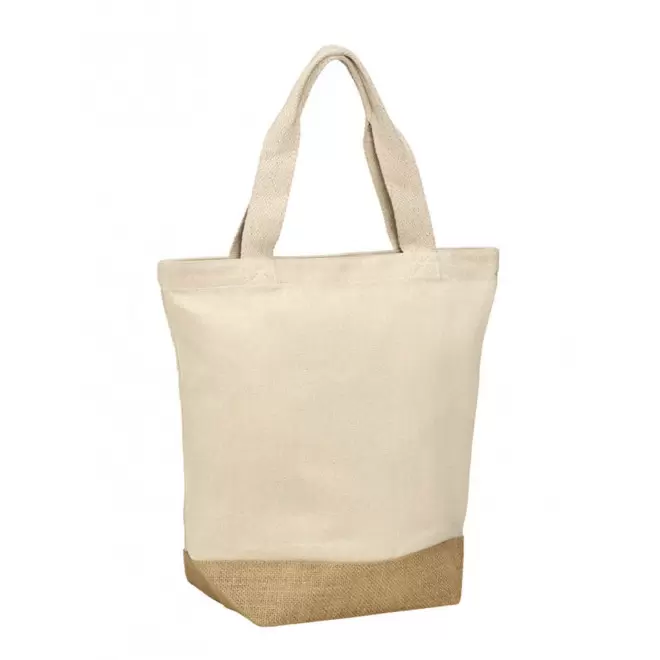 SAC COTON PERSONNALISABLE ET JUTE ZIPPE ET POCHE 'MELBOU' - naturel