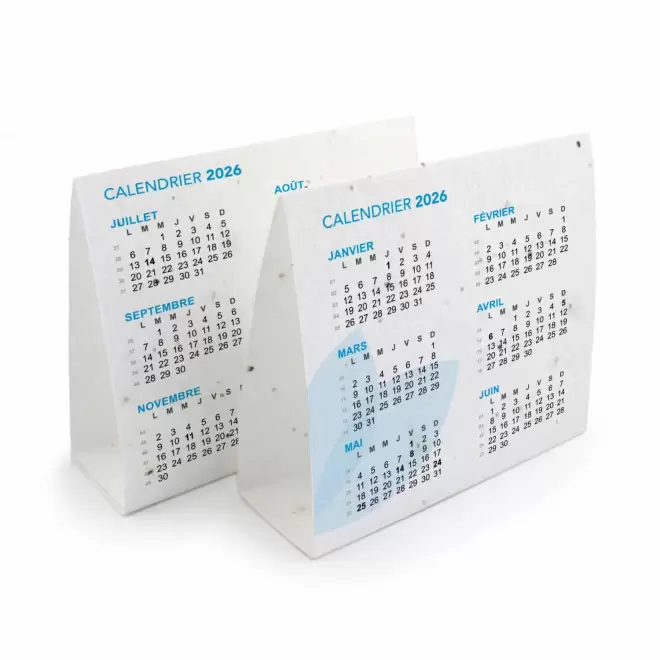 CALENDRIER PAPIER ENSEMENCÉ 'COQLA' - bleu