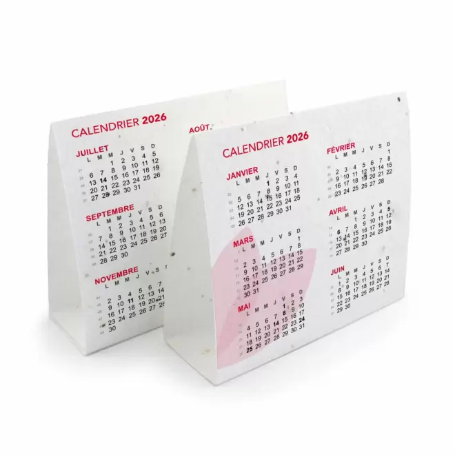 CALENDRIER PAPIER ENSEMENCÉ 'COQLA' - rouge