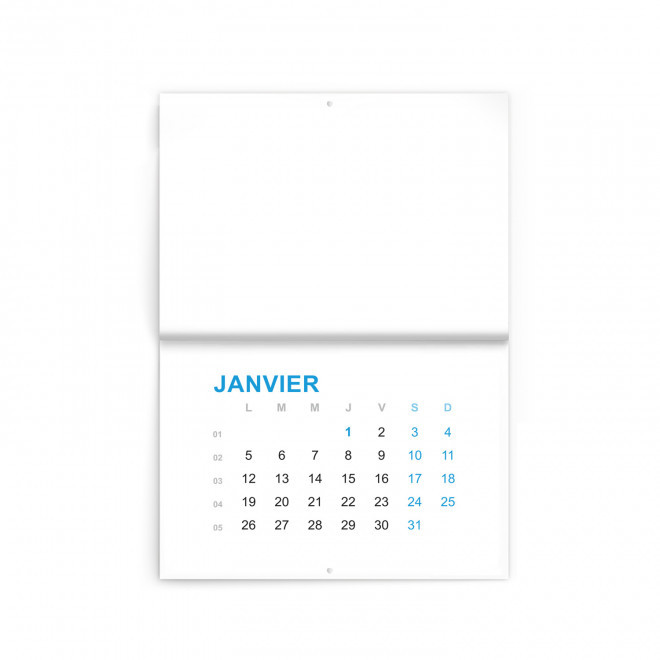 CALENDRIER MURAL PERSONNALISABLE A AGRAFES 'ALMANA' - bleu