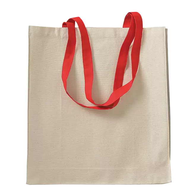 SAC SHOPPING PERSONNALISÉ EN COTON NATUREL AVEC SOUFFLET 'TERESA' 220 GR/M² - rouge