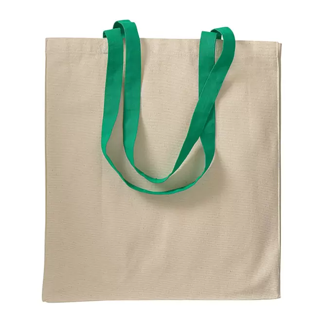 SAC SHOPPING PERSONNALISÉ EN COTON NATUREL AVEC SOUFFLET 'TERESA' 220 GR/M² - vert