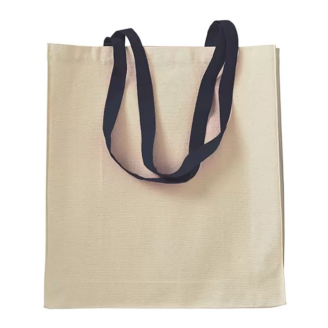 SAC SHOPPING PERSONNALISÉ EN COTON NATUREL AVEC SOUFFLET 'TERESA' 220 GR/M² - bleu foncé