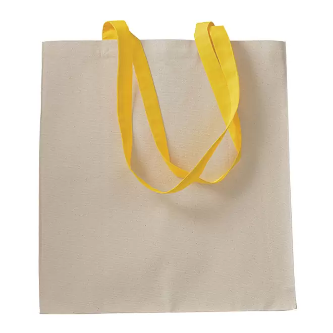 SAC SHOPPING PERSONNALISÉ EN COTON NATUREL AVEC SOUFFLET 'TERESA' 220 GR/M² - jaune