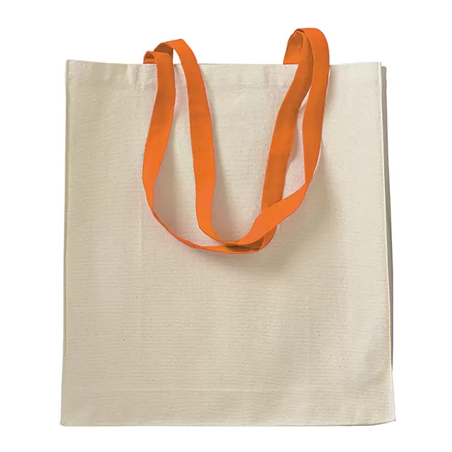 SAC SHOPPING PERSONNALISÉ EN COTON NATUREL AVEC SOUFFLET 'TERESA' 220 GR/M² - orange
