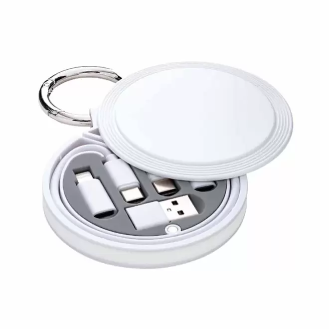 CABLE CHARGE 6 EN 1 PERSONNALISABLE 'RONDINO' - blanc