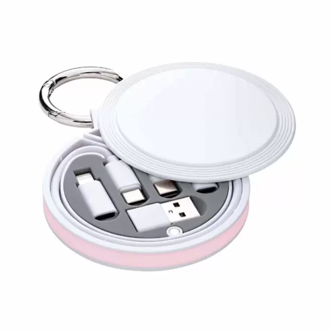 CABLE CHARGE 6 EN 1 PERSONNALISABLE 'RONDINO' - rose clair