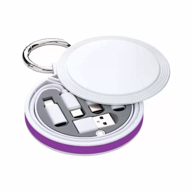 CABLE CHARGE 6 EN 1 PERSONNALISABLE 'RONDINO' - violet