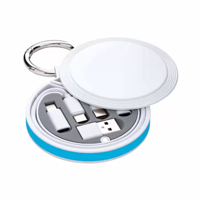 CABLE CHARGE 6 EN 1 PERSONNALISABLE 'RONDINO' - bleu cyan