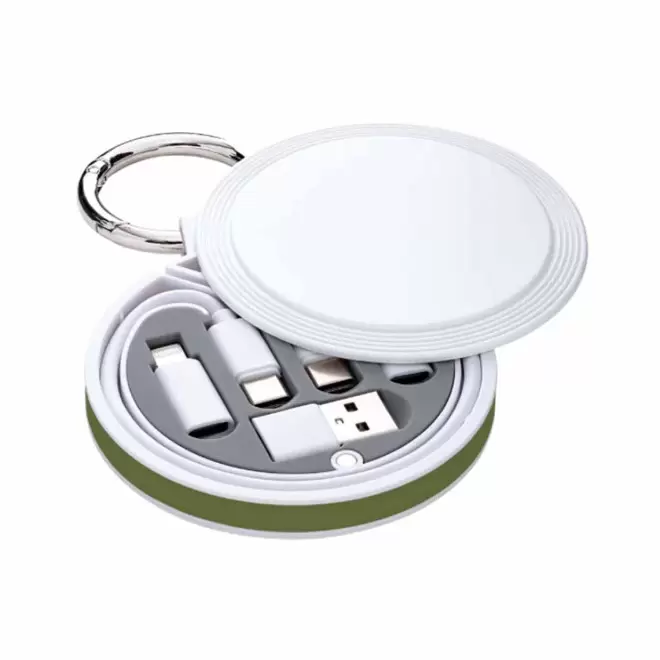 CABLE CHARGE 6 EN 1 PERSONNALISABLE 'RONDINO' - vert olive