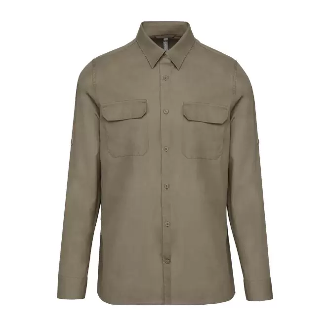 CHEMISE HOMME RETROUSSABLE PERSONNALISABLE 'EXPLORER ROLL' - kaki