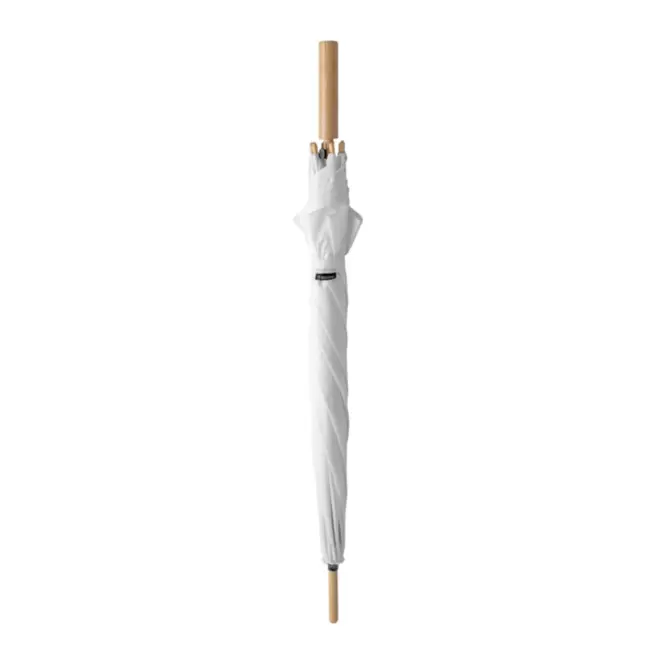 PARAPLUIE MANCHE DROIT BAMBOU PERSONNALISABLE 'BAMPLUI' - blanc