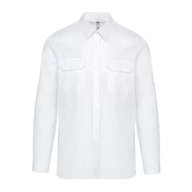 CHEMISE HOMME RETROUSSABLE PERSONNALISABLE 'EXPLORER ROLL' - blanc
