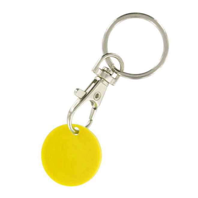 PORTE-CLÉS MOUSQUETON AVEC JETON PERSONNALISABLE 'SEGNO' - jaune