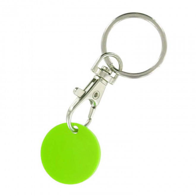 PORTE-CLÉS MOUSQUETON AVEC JETON PERSONNALISABLE 'SEGNO' - vert pomme