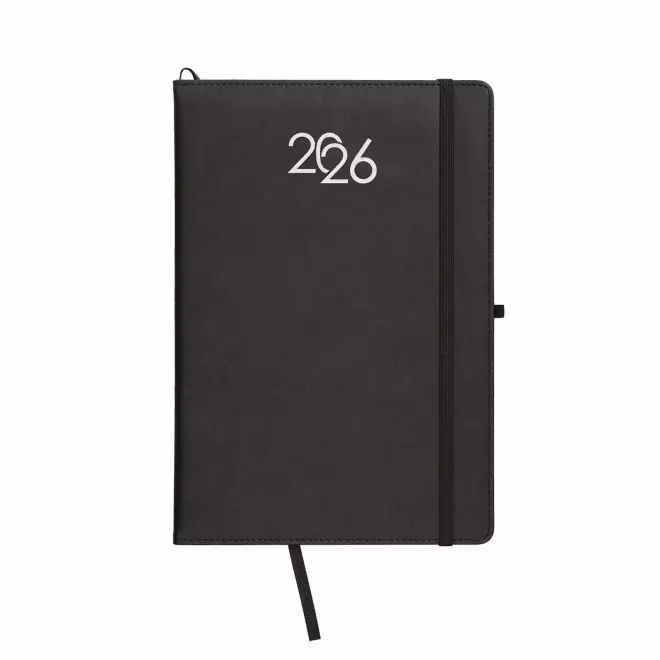 AGENDA SEMAINIER PERSONNALISABLE PU THERMOCOLLE 'GRAND LUGGI'  - noir