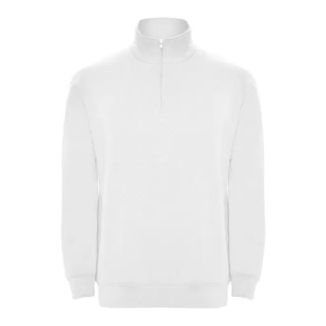SWEAT-SHIRT MIXTE DEMI-ZIP PERSONNALISABLE 'RAPHAEL' - blanc