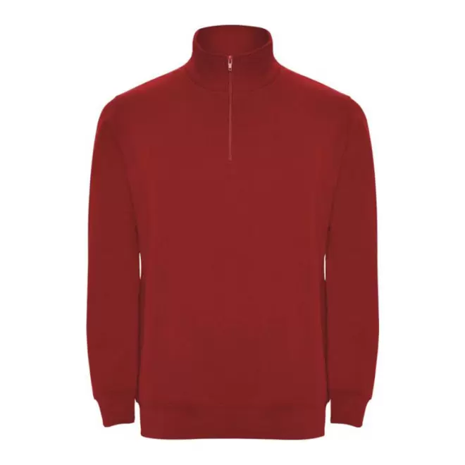 SWEAT-SHIRT MIXTE DEMI-ZIP PERSONNALISABLE 'RAPHAEL' - rouge