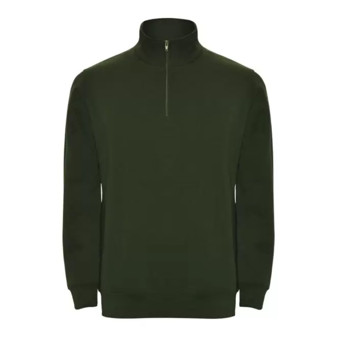 SWEAT-SHIRT MIXTE DEMI-ZIP PERSONNALISABLE 'RAPHAEL' - vert bouteille