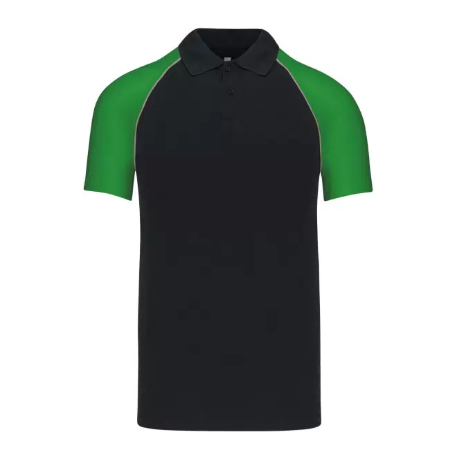 POLO MIXTE RAGLAN PERSONNALISABLE 'DUALTONE' - noir/vert