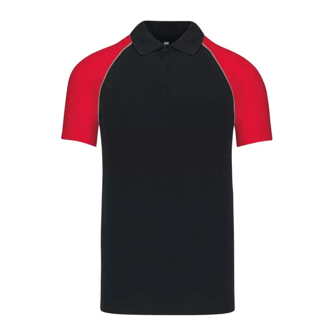 POLO MIXTE RAGLAN PERSONNALISABLE 'DUALTONE' - noir/rouge