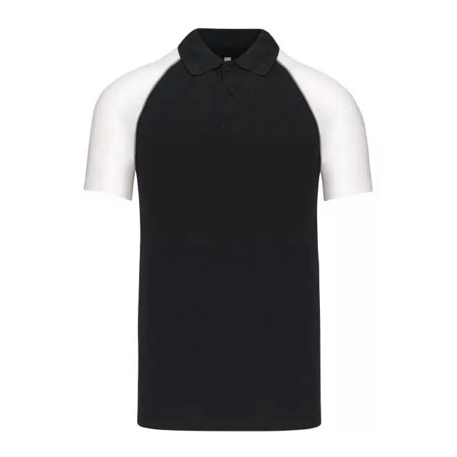 POLO MIXTE RAGLAN PERSONNALISABLE 'DUALTONE' - noir/blanc