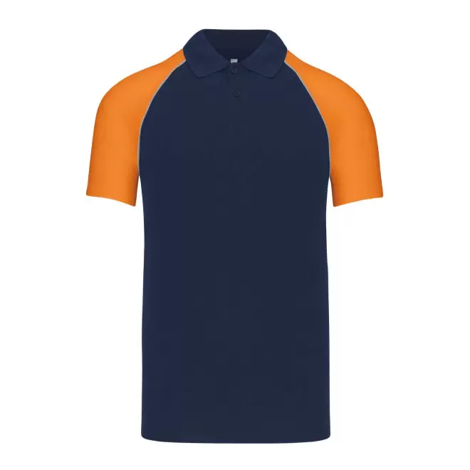POLO MIXTE RAGLAN PERSONNALISABLE 'DUALTONE' - bleu/orange