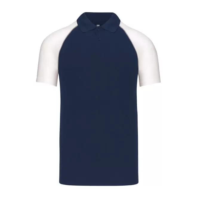 POLO MIXTE RAGLAN PERSONNALISABLE 'DUALTONE' - bleu marine/blanc