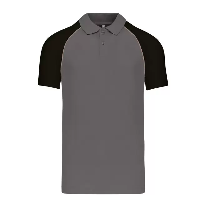 POLO MIXTE RAGLAN PERSONNALISABLE 'DUALTONE' - gris/noir