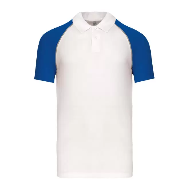 POLO MIXTE RAGLAN PERSONNALISABLE 'DUALTONE' - blanc/bleu