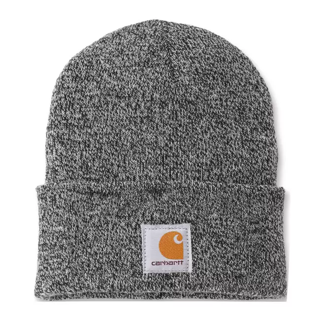 BONNET TRICOTE CARHARTT PERSONNALISABLE 'WATCH HAT' - noir/blanc