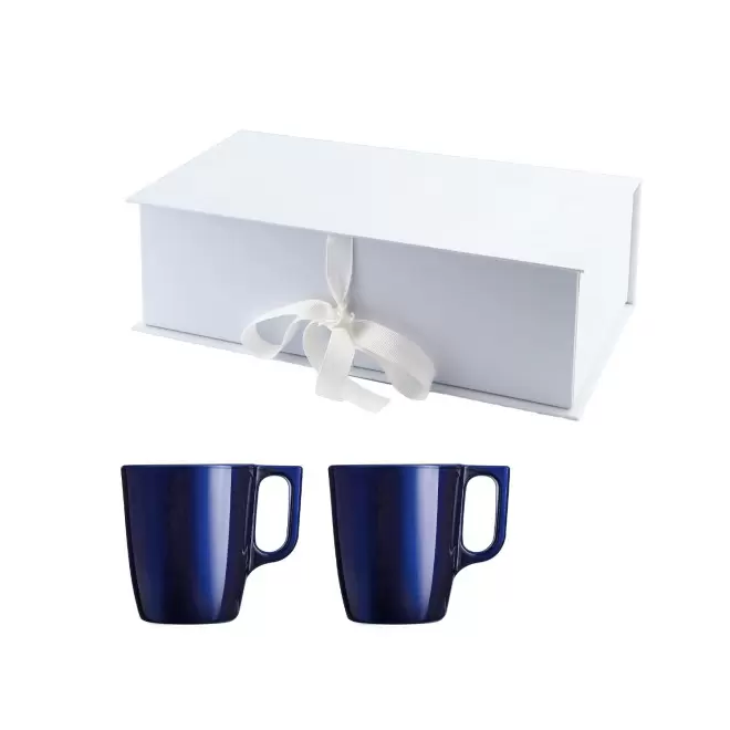 COFFRET 2 MUGS PERSONNALISABLE EN VERRE MIF 250ML 'FLASHY' - bleu