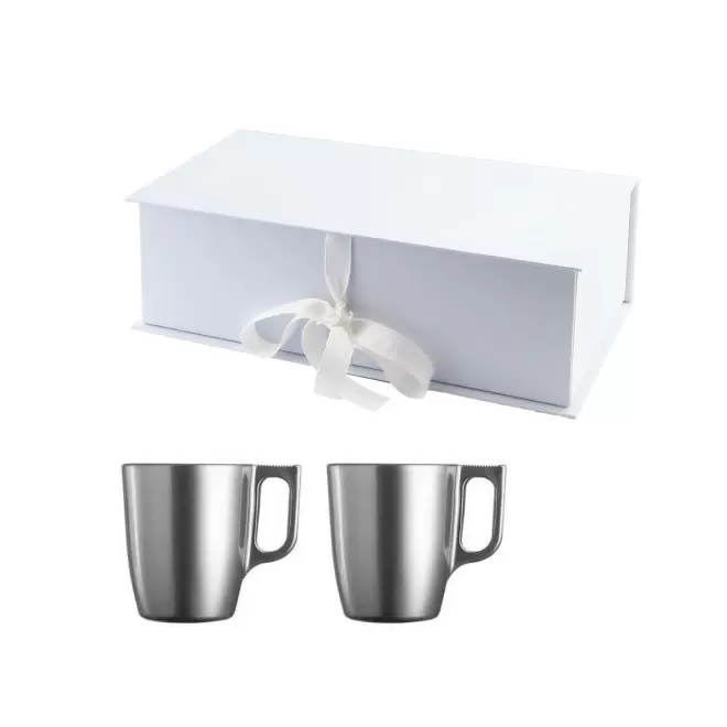 COFFRET 2 MUGS PERSONNALISABLE EN VERRE MIF 250ML 'FLASHY' - argenté