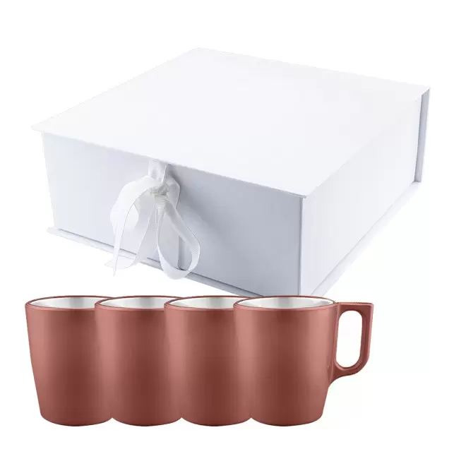 COFFRET 4 MUGS EN VERRE MIF 250ML PERSONNALISABLE 'FLASHY' - terracotta
