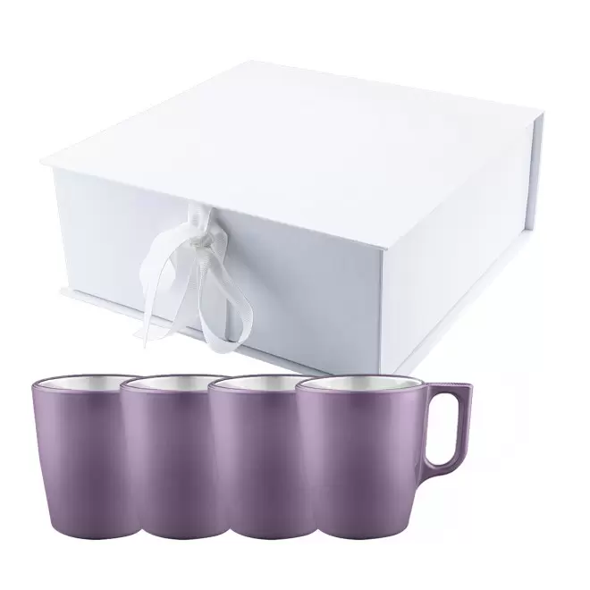 COFFRET 4 MUGS EN VERRE MIF 250ML PERSONNALISABLE 'FLASHY' - violet