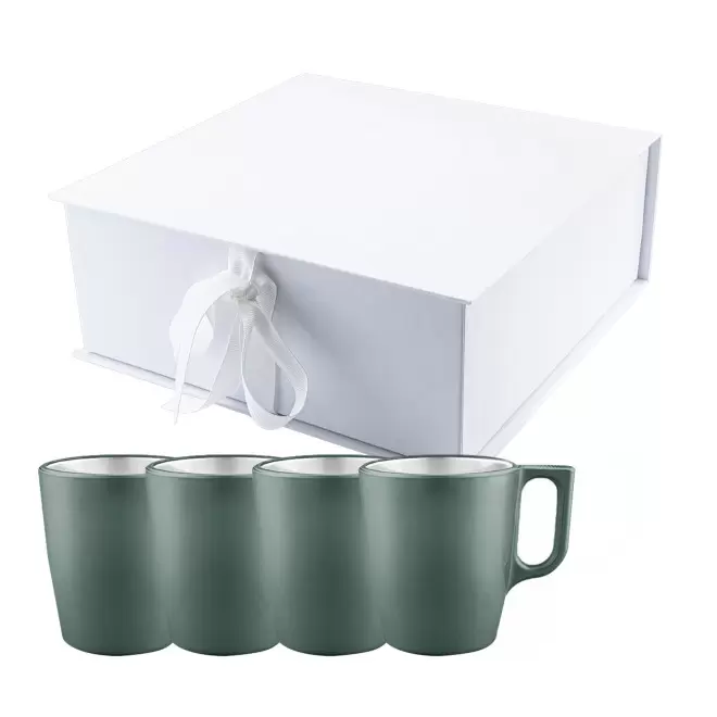 COFFRET 4 MUGS EN VERRE MIF 250ML PERSONNALISABLE 'FLASHY' - vert