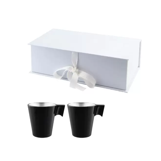 COFFRET 2 MUGS EN VERRE MIF 220ML PERSONNALISABLE 'FLASHY' - noir