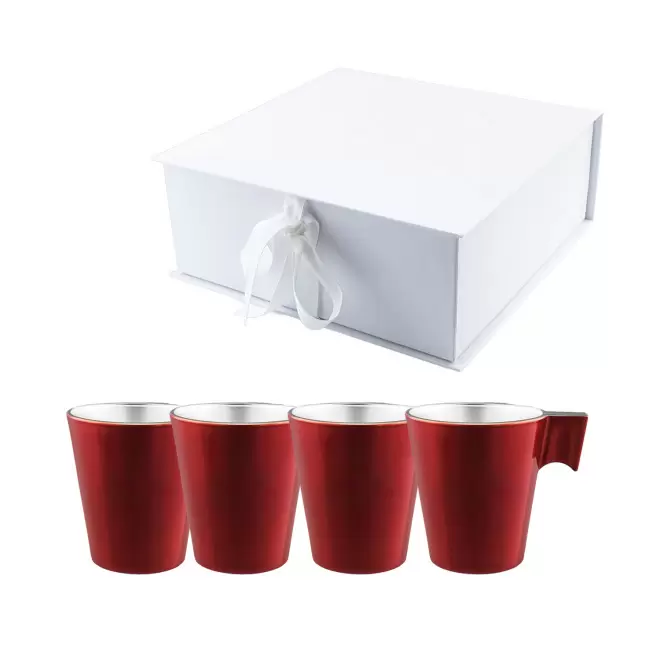 COFFRET 4 MUGS EN VERRE MIF 220ML PERSONNALISABLE 'FLASHY' - rouge