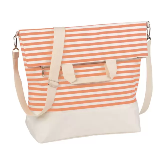 SAC DE PLAGE PERSONNALISABLE MOTIF MARINIÈRE 'MARINA' - orange