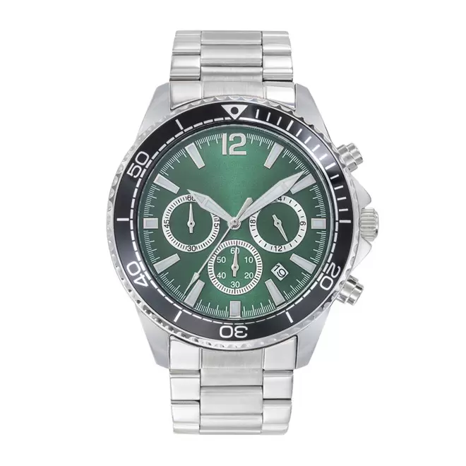 MONTRE HOMME PERSONNALISABLE 'ROMAIN ACIER' - vert
