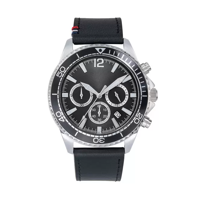 MONTRE HOMME PERSONNALISABLE 'ROMAIN CUIR' - noir