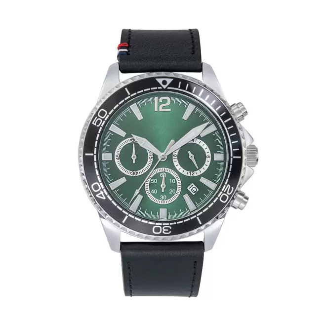 MONTRE HOMME PERSONNALISABLE 'ROMAIN CUIR' - vert