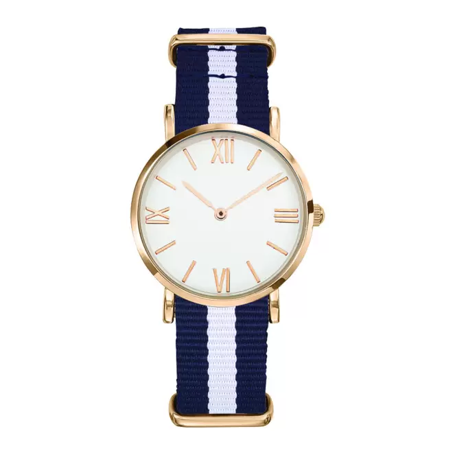 MONTRE FEMME PERSONNALISABLE 'AXELLE' - doré/bleu/blanc