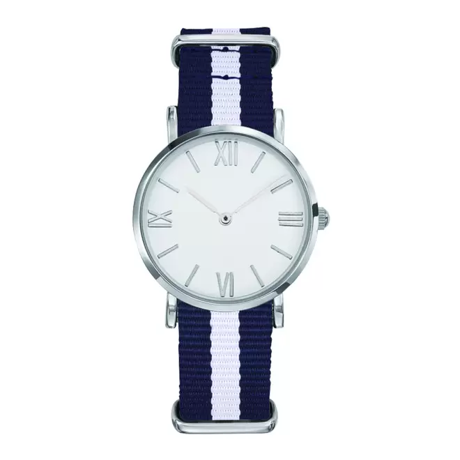 MONTRE FEMME PERSONNALISABLE 'AXELLE' - chrome/bleu/blanc