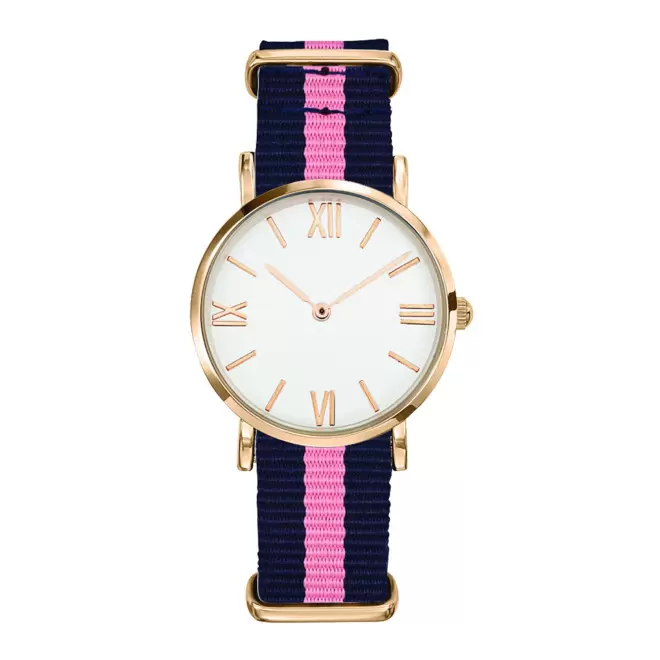 MONTRE FEMME PERSONNALISABLE 'AXELLE' - doré/bleu/rose